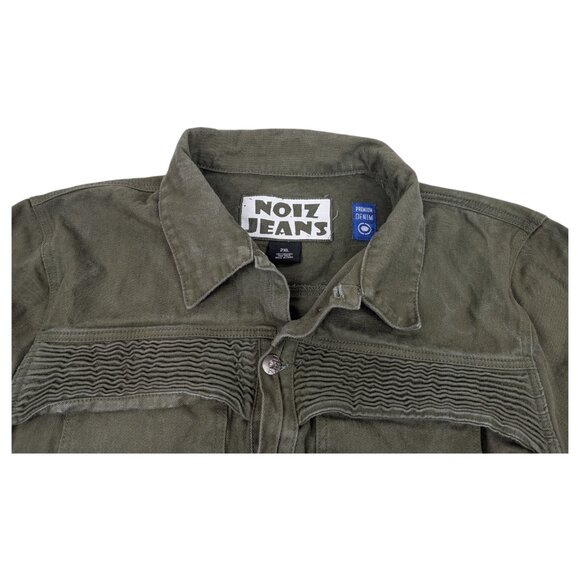 Vintage Men's Noiz Jeans Jacket Green Button Closure Size XXL - Picture 3 of 10